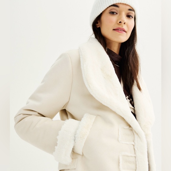 NWT Nine West Faux-suede Aviator Jacket Size Small - Picture 3 of 7